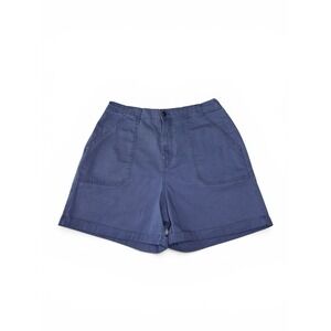 Gloria Vanderbilt Shorts Womens L Blue Cotton Spandex Elastic Back Cuffed Casual
